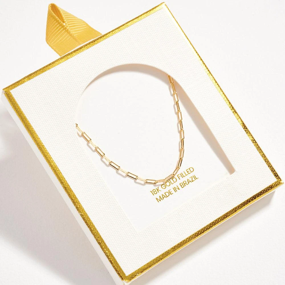 FASHNZFAB 18K Gold Filled Paperclip Chain Necklace 2