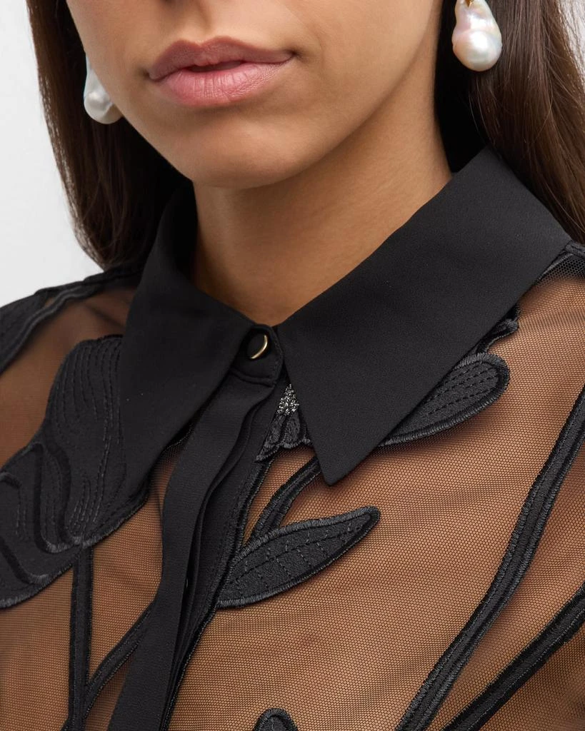 Milly Ashton Sheer Floral-Embroidered Top 5