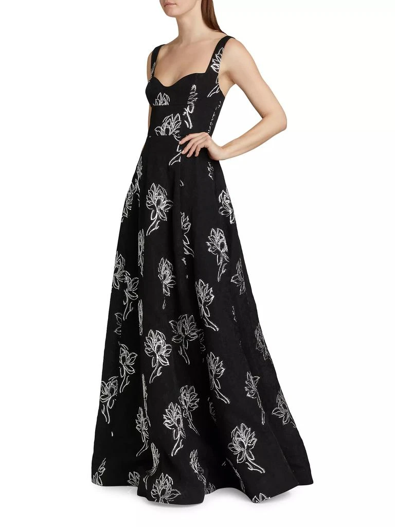 Monique Lhuillier Thalia Floral Jacquard A-Line Gown 4
