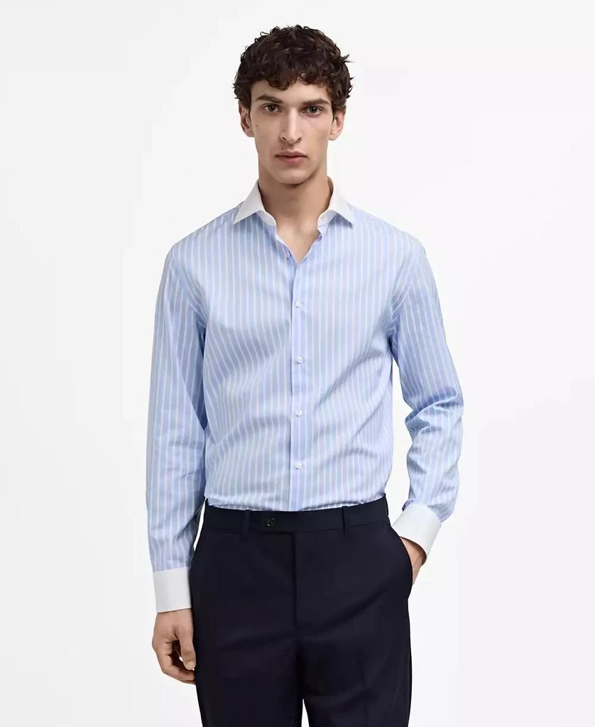 Mango Men's Striped Print Dress Shirt 1