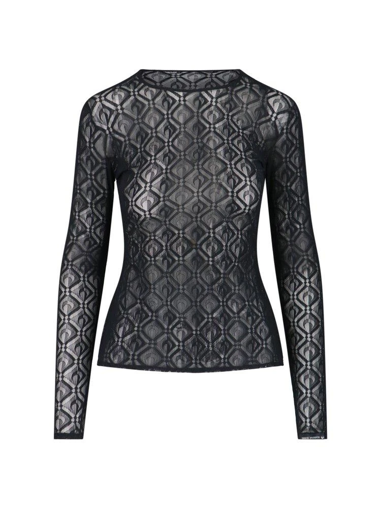 MARINE SERRE Marine Serre Crescent Moon Detailed Long Sleeved Top 1