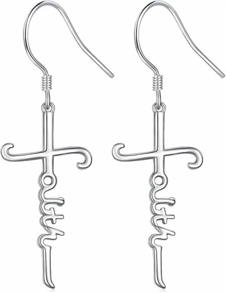 Allyanna Gifts Women
s Faith Dangle Earrings In Silver