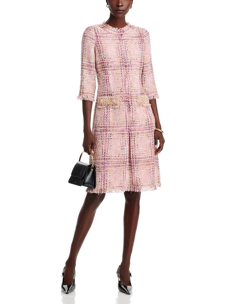Teri Jon Plaid Pattern Tweed Dress 3