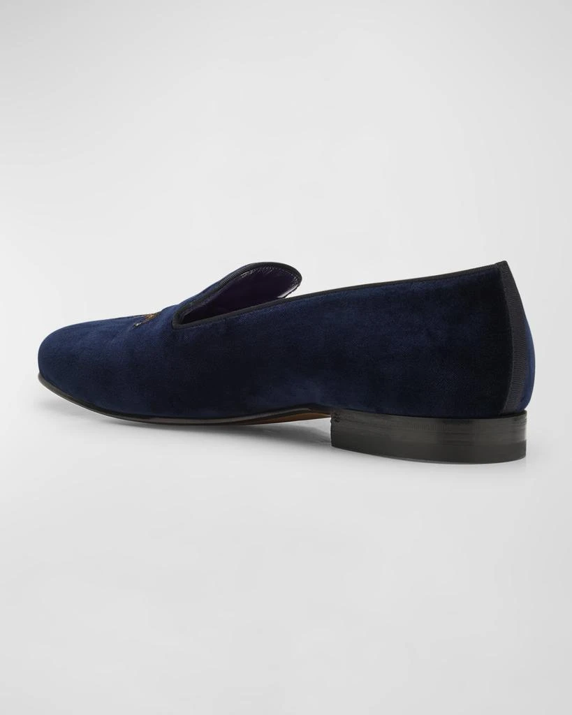 Ralph Lauren Men's Alonzo Embroidered Velvet Slippers 4