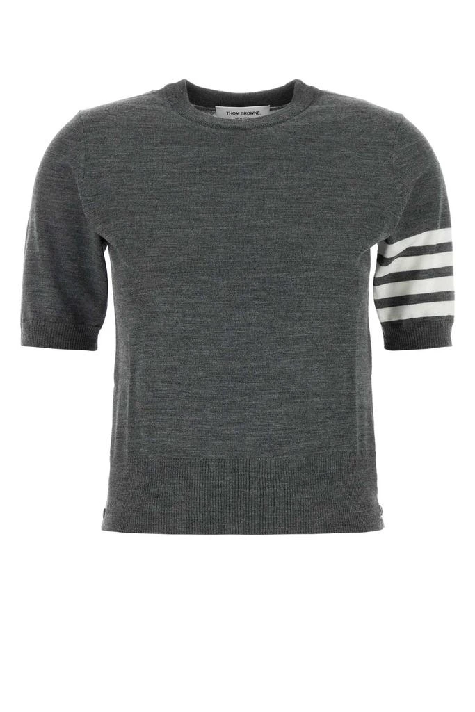 Thom Browne DARK GREY WOOL BLEND SWEATER 1