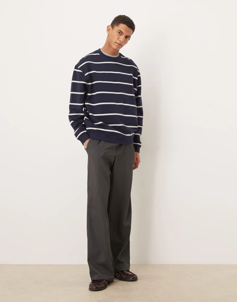 ASOS ASOS DESIGN essential striped sweatshirt in navy 2
