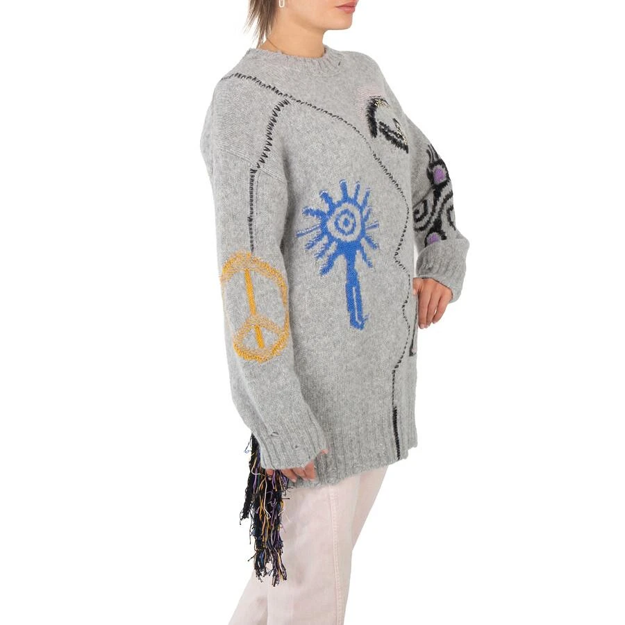 Stella McCartney Folk Artwork Wool Blend Knit Sweater In Grey 2