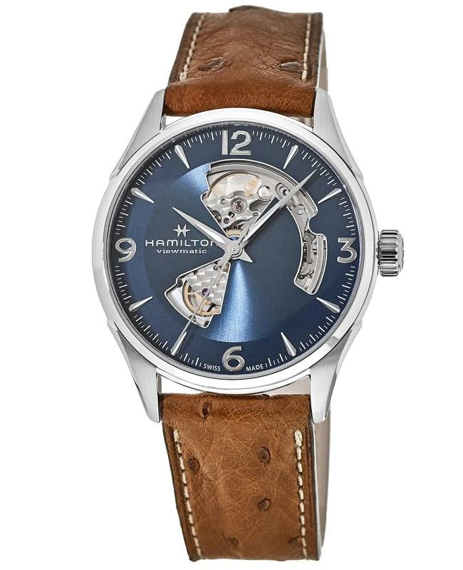 Hamilton Hamilton Jazzmaster Open Heart Blue Dial Leather Strap Men's Watch H32705041 1