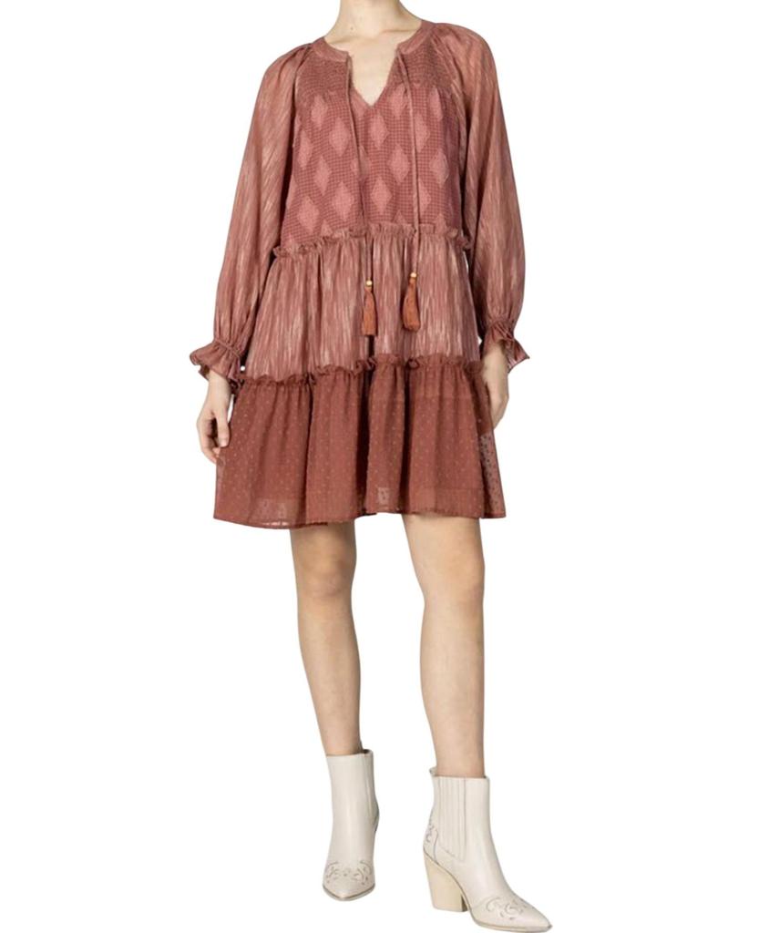 Miss Me Miss Me - Long Balloon Sleeve Ruffled Dress