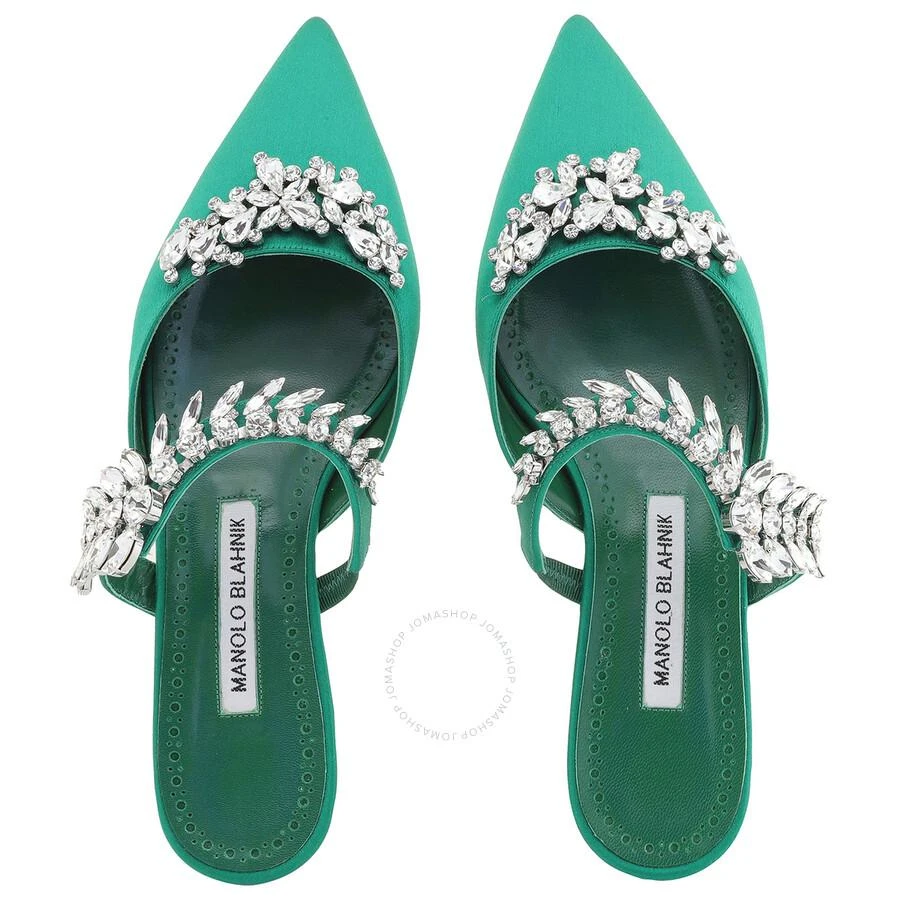 Manolo Blahnik Ladies Lurum Crystal Satin Flat Mules 3