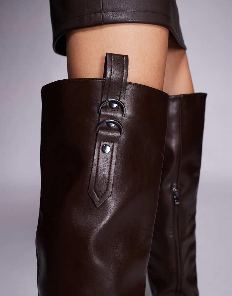 Heeled Boots Simmi London Boots Miguel Brown Knee High Heeled