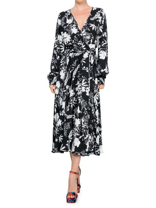 Meghan LA LilyPad Floral Wrap Midi Dress