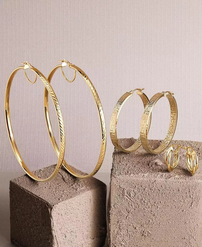 Italian Gold Medium Greek Key Hoop Earrings in 14k Gold, 30mm 6