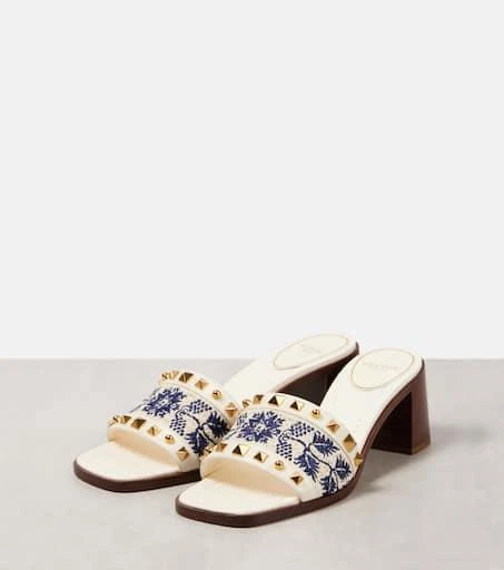 Valentino County 60 Rockstud embroidered mules 4