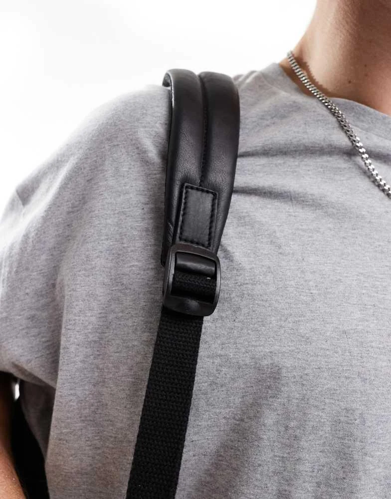 ASOS ASOS DESIGN leather backpack in black 3