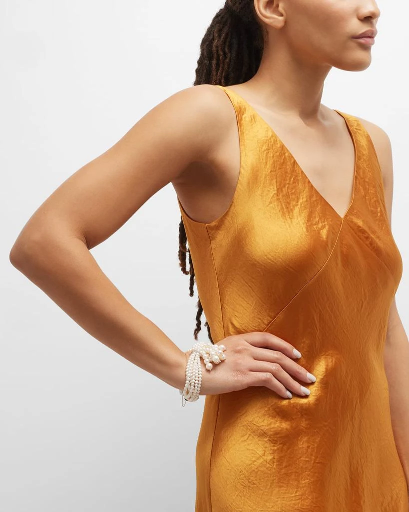 Utopia Six-Strand Pearl Tassel Bracelet with Diamonds 5