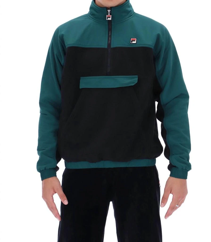 Fila Erick Half Zip Fleece Pullover Sweatshirt In Green/black 1