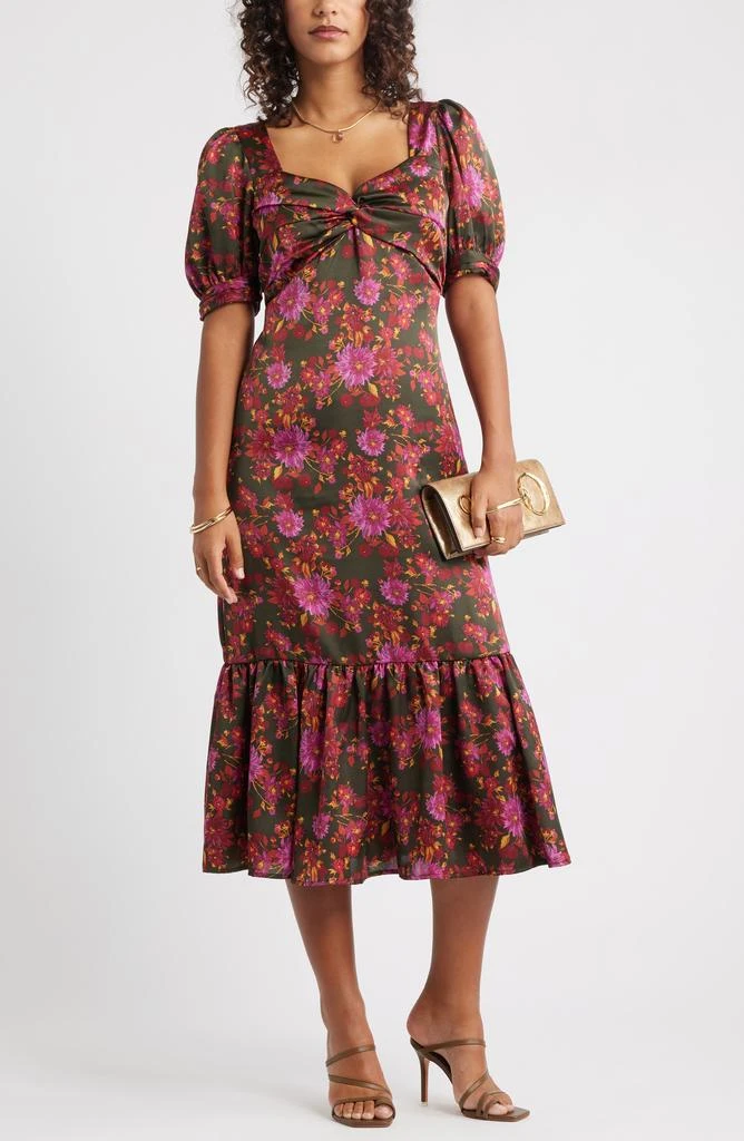 chelsea28 faux wrap midi dress Chelsea28 Flutter Sleeve Faux Wrap Midi Dress In Purple