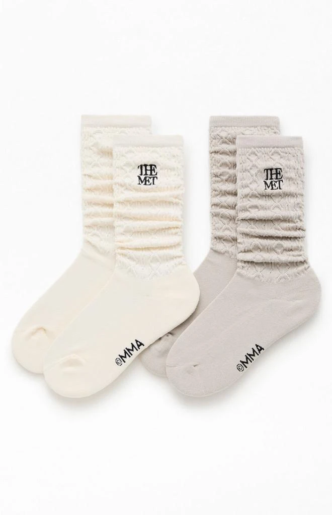 The Met x Pacsun 2 Pack Cable Knit Crew Socks