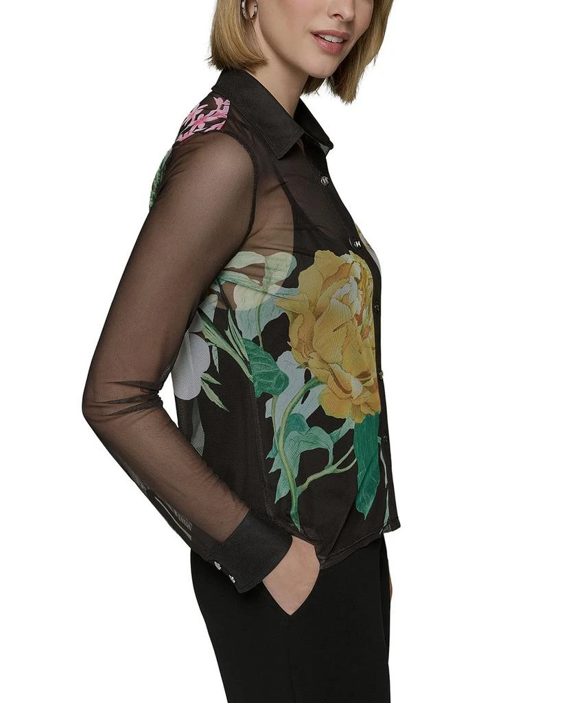 Karl Lagerfeld Paris Floral Print Mesh Shirt 3