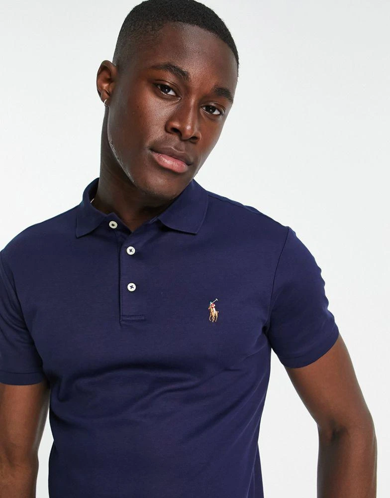 Ralph Lauren Polo Ralph Lauren slim fit pima polo multi player logo in navy 2