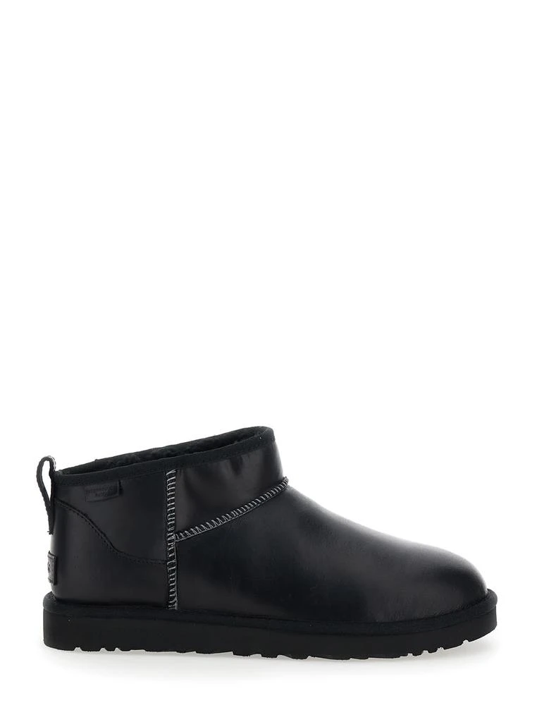 UGG classic Ultra Mini Black Boots In Leather Woman 1