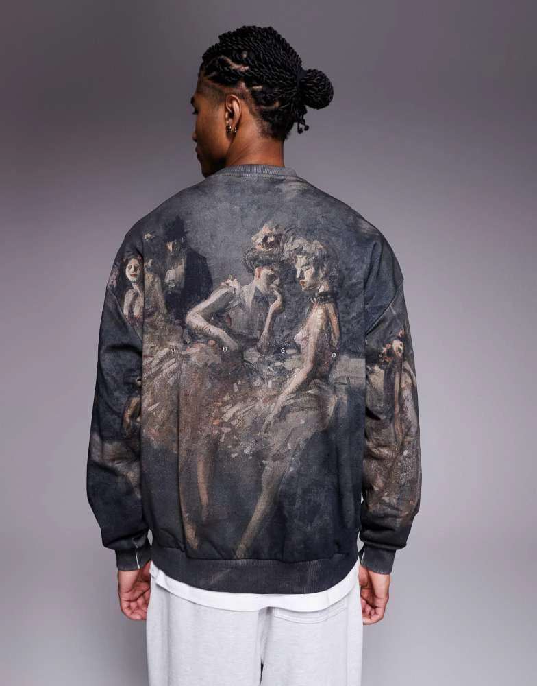 Hugo Red HUGO RED Dabusi all over print oversized sweatshirt in multi 3