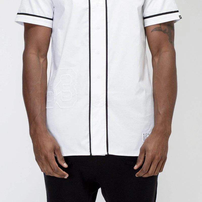 Konus Men's Woven Baseball Jersey Shirt In White 1