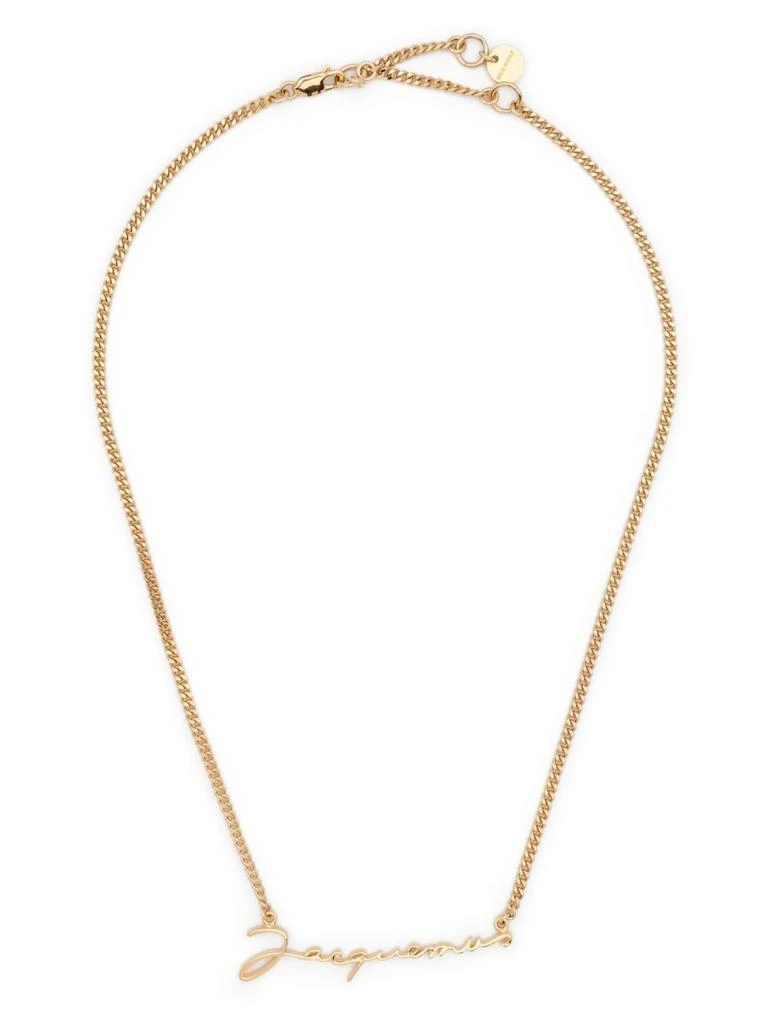 Jacquemus Cursive Logo Pendant Gold-tone Necklace