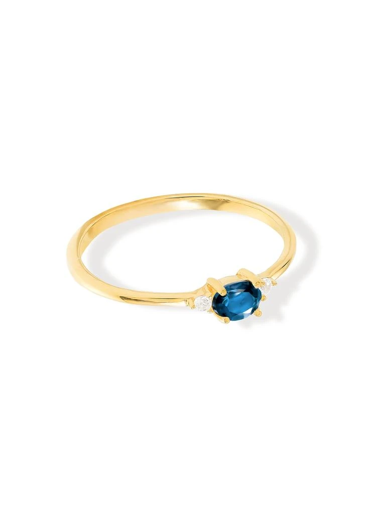 Tiramisu 14K Gold Plated Over 925 Sterling Silver London Blue Topaz Elegant Engagement Ring 3