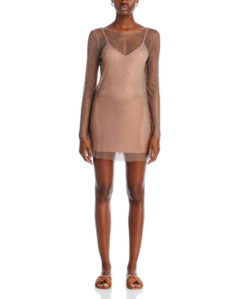 L*Space L*Dancing Queen Crystal Embellished Mesh Mini Dress Swim Cover-Up 4