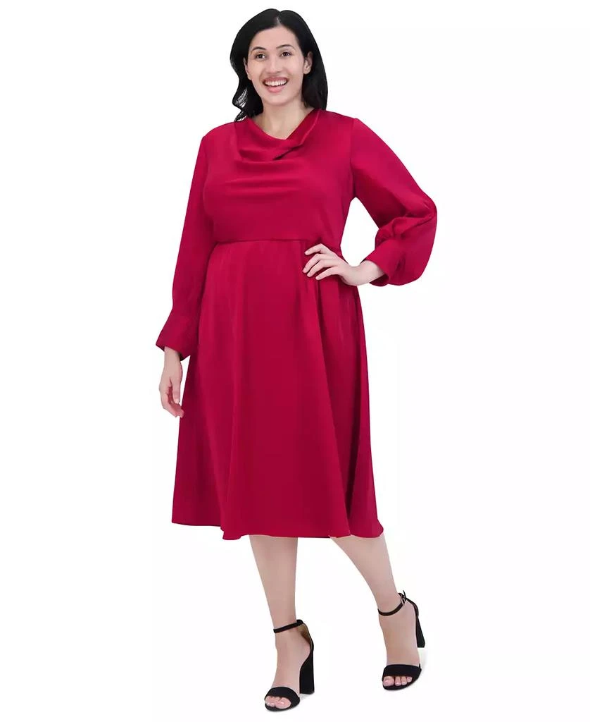 Jessica Howard Plus Size Satin Cowlneck Midi Dress 3