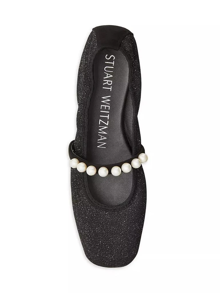 Stuart Weitzman Goldie Imitation Pearl-Embellished Leather Square-Toe Ballet Flats 5