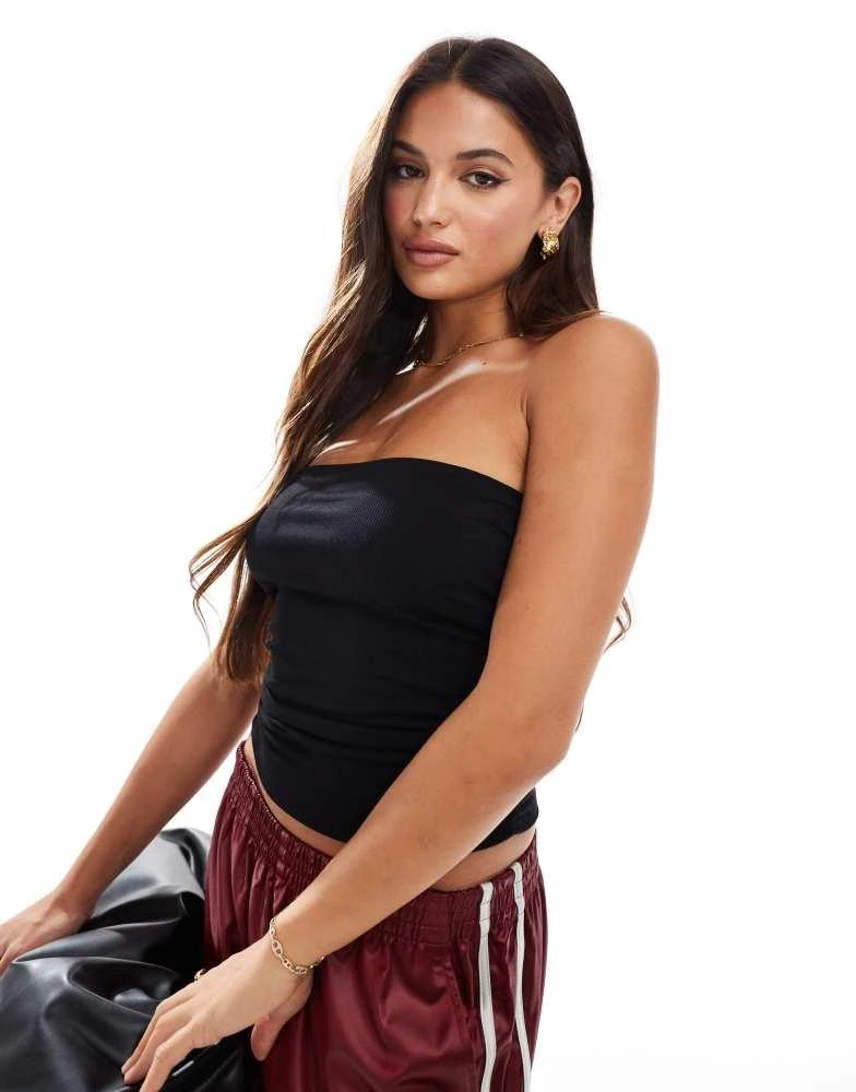 Cotton:On Cotton On rib gathered tube top in black 1