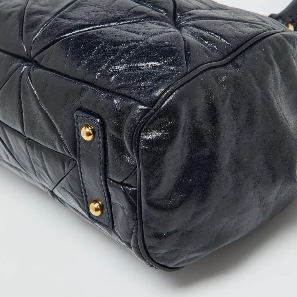 Marc Jacobs Marc Jacobs Navy Blue Quilted Leather Stam Satchel 16