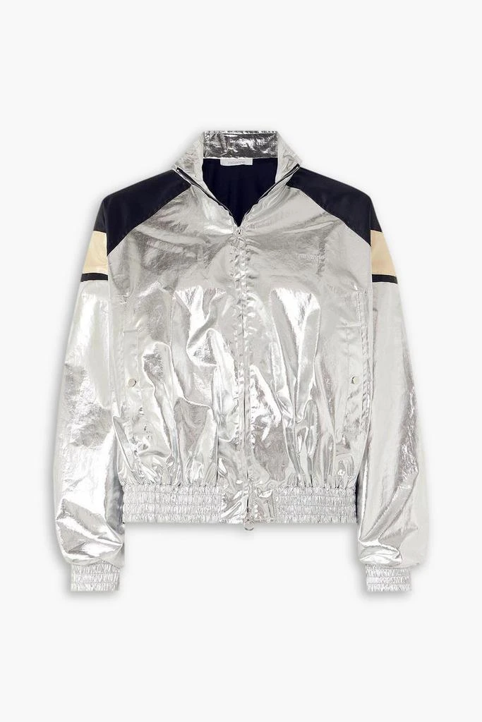 RABANNE Metallic satin-trimmed coated-cotton-blend jacket 1