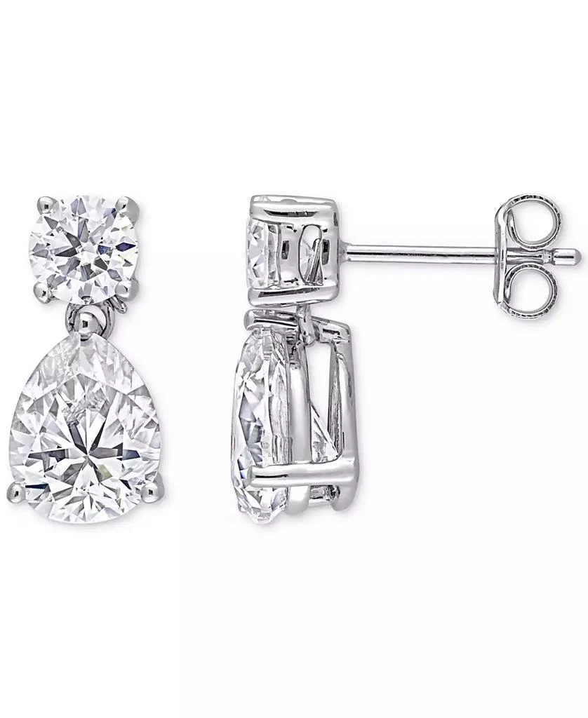 Macy's Moissanite Pear & Round Drop Earrings (5 ct. t.w.) in Sterling Silver 1