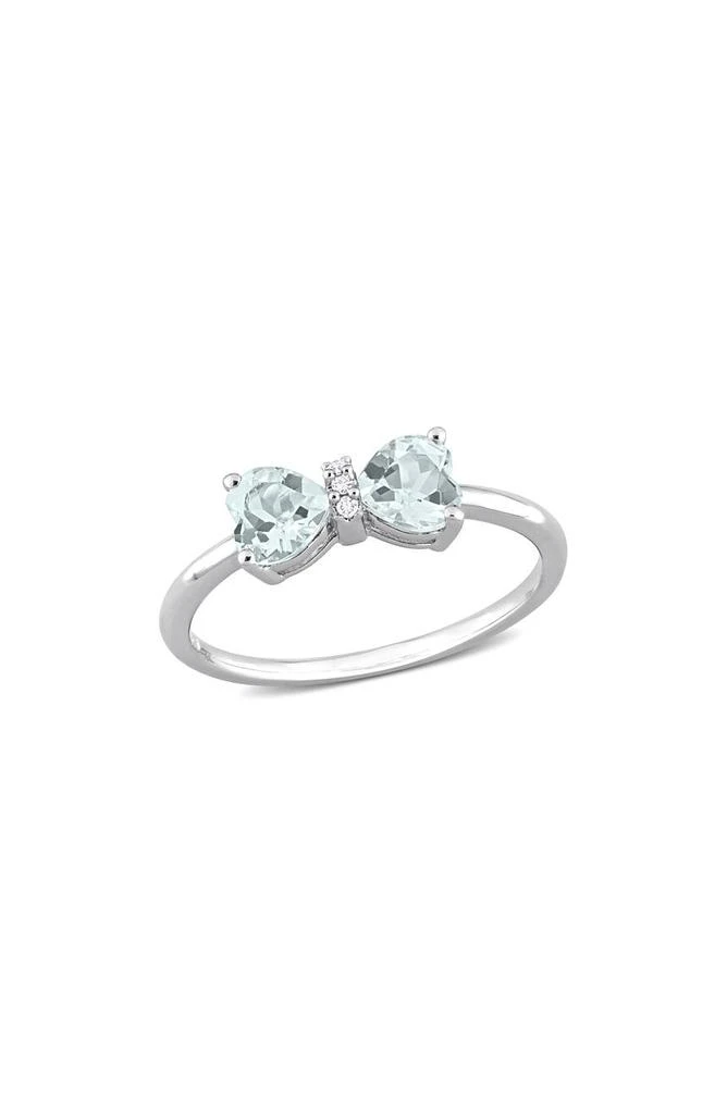 DELMAR Heart Bow Aquamarine 
Diamond Ring - 0.015ct.