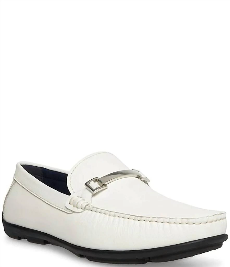 Steve Madden Mens Senna Slip-On Leather Loafers In White Leather 1