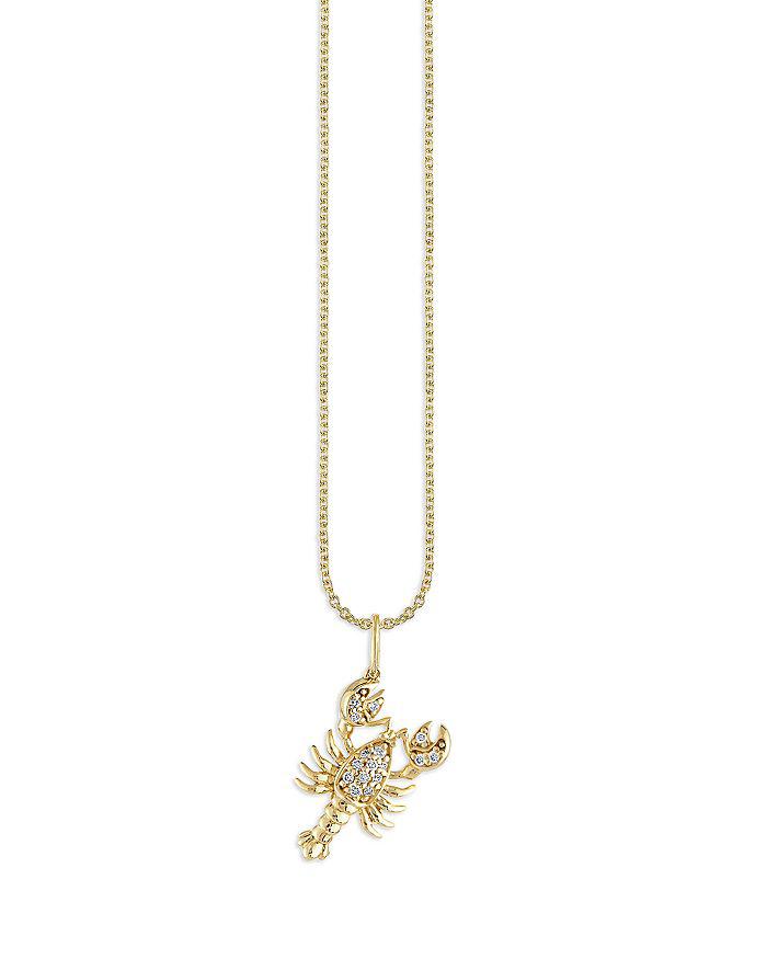 Sydney Evan 14K Yellow Gold Diamond Lobster Pendant Necklace, 18"