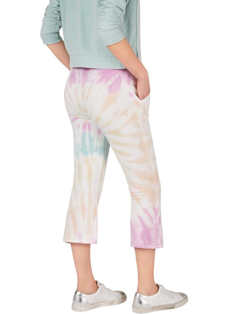 525 America Cropped Flare Tie Dye Sweatpants In White