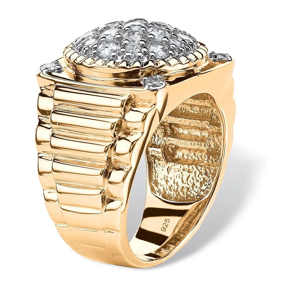 Palm Beach Jewelry Men
s 1.63 TCW Pave Cubic Zirconia 14k Gold-plated Sterling Silver Cluster Ring 2
