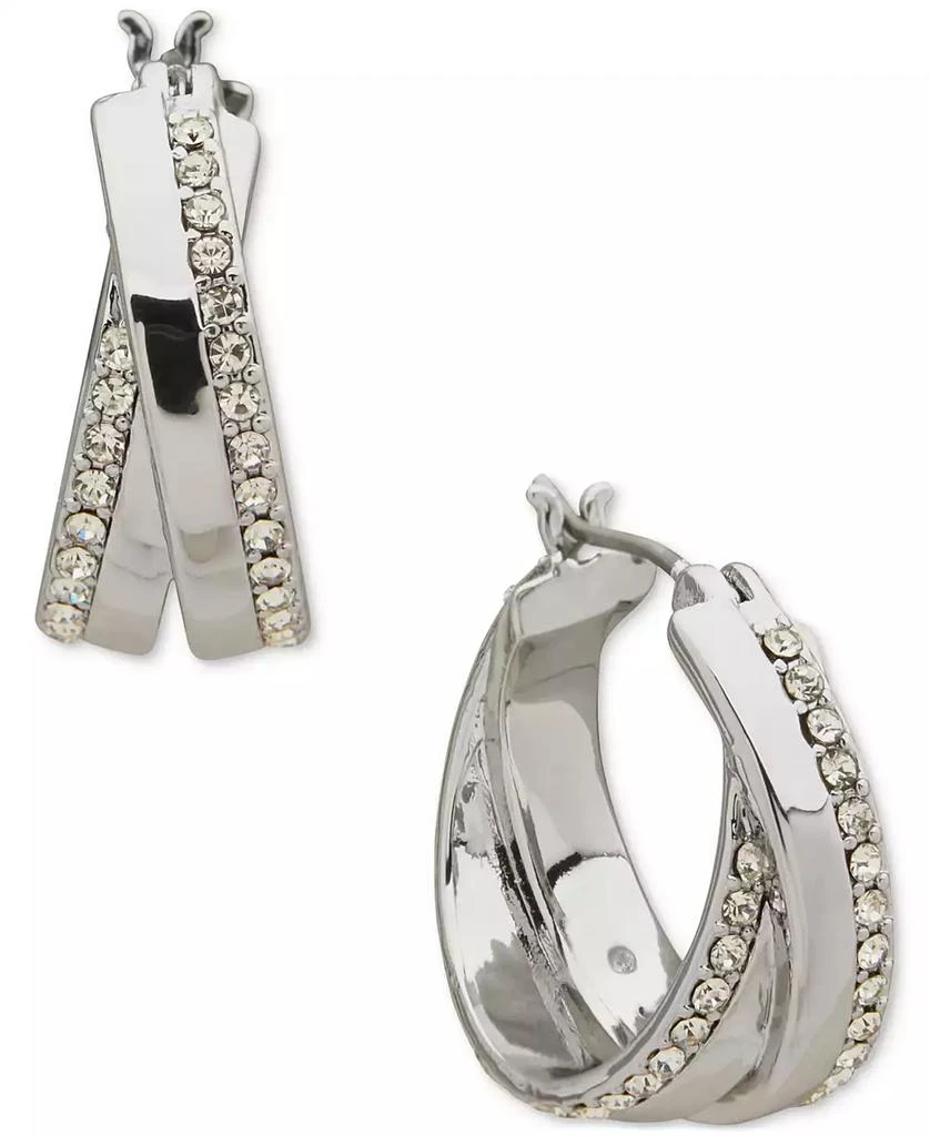 Karl Lagerfeld Paris Pavé Twist Small Hoop Earrings, 0.62" 1