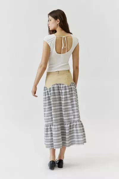 Daisy Street Daisy Street Spliced Checkered Frill Maxi Skirt 5