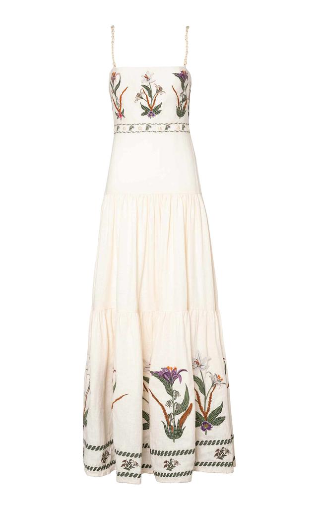 Agua by Agua Bendita Agua by Agua Bendita - Lima Embroidered Linen Maxi Dress - Neutral - S - Moda Operandi