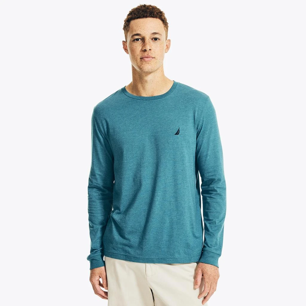 Nautica Mens Heathered Crewneck Long-Sleeve T-Shirt 1