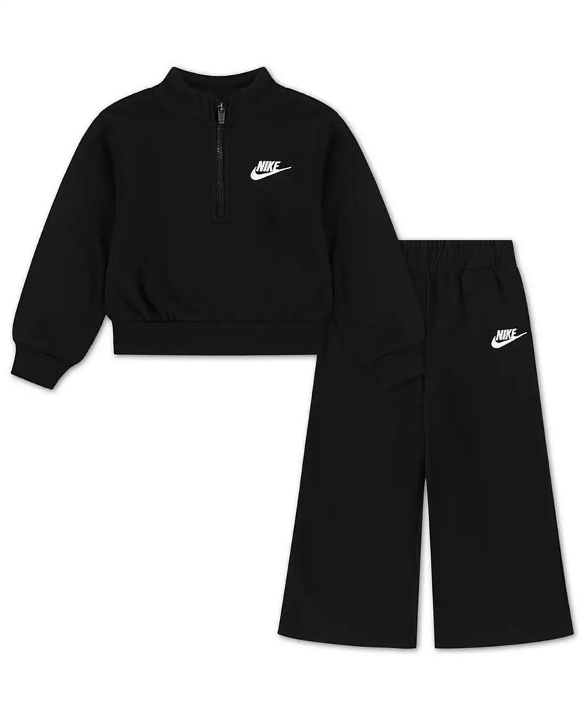 NIKE Toddler Girls 2-Piece Wide Leg Club Fleece Top and Pants Set