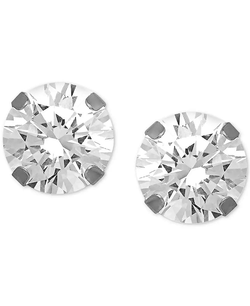 Essentials Cubic Zirconia 1/3" Stud Silver Plate Earrings