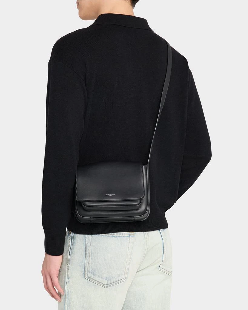 Yves Saint Laurent Men's Leather Messenger Bag 2