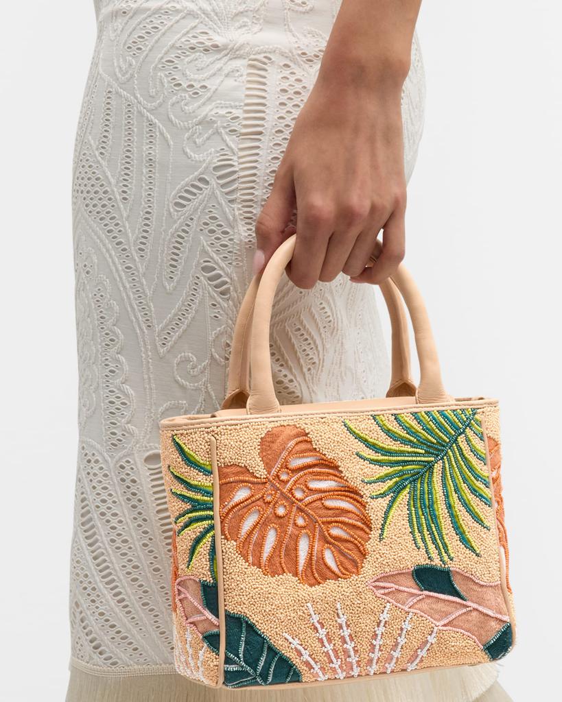 Rafe Tasha Plant Beaded Top-Handle Bag